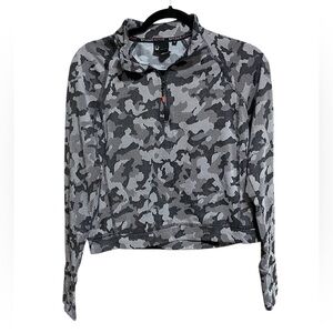 Spyder Active women's 1/4 zip cropped pullover in a gray camouflage print Size S